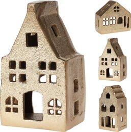 Huis 7x6x12cm met theelicht 3ass