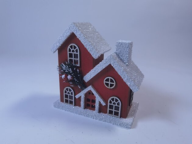 Huis H18cm 6Led - afbeelding 1