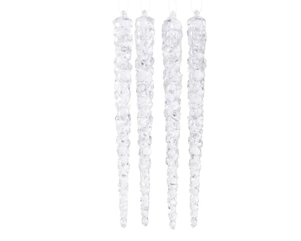 Icicle H15cm kunststof glow in the dark 4stuks