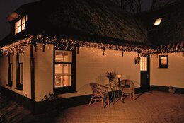 icicle lights transparant 360l/720x60cm 36l flash led warm wit - 5m aanloopsnoer  - ip44 trafo aan / 8/16u timer / uit