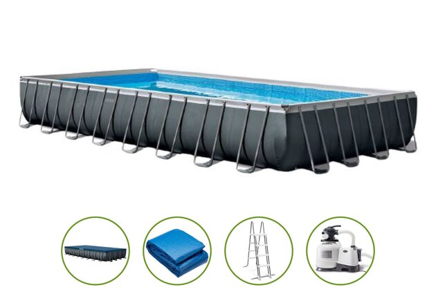 Ultra XTR Frame pool zwembadset 975x488x132cm - Inclusief zandfilterpomp +trap +grondzeil +afdekzeil - Opzetzwembad - afbeelding 1