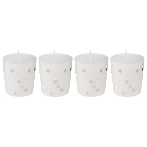 Kaars 48g wit glitter goud 4stuks