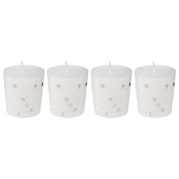 Kaars 48g wit glitter goud 4stuks