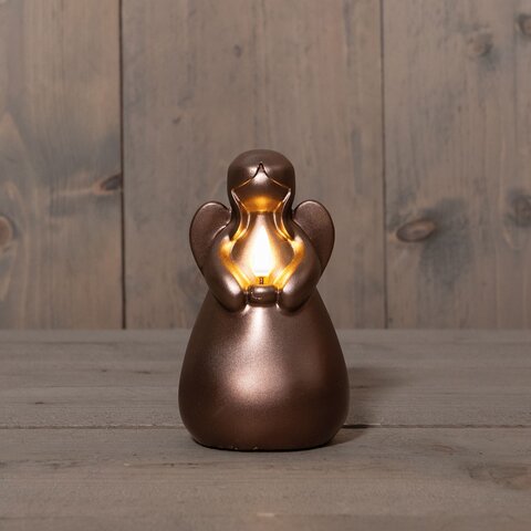 Kaars engel 3D 14x8cm vlameffect brons