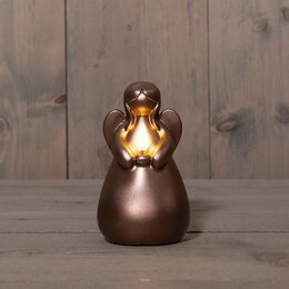 Kaars engel 3D 14x8cm vlameffect brons