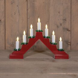 Kaarsen op brug 37x5x26cm 7Led rood