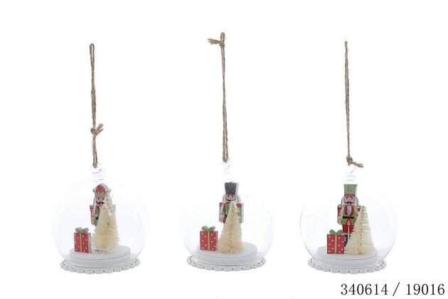 Kerstbal D8cm Led glas - Casse-Noisettes