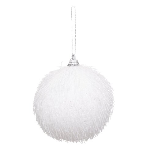 Kerstbal D8cm stof wit