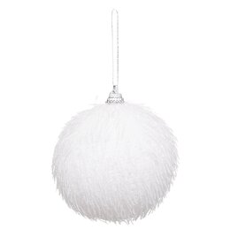 Kerstbal D8cm stof wit