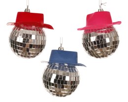 Kerstbal disco D8cm met hat 3ass