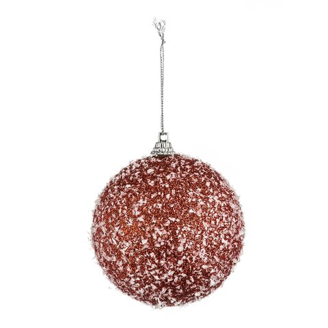 kerstbal flock 8cm poly