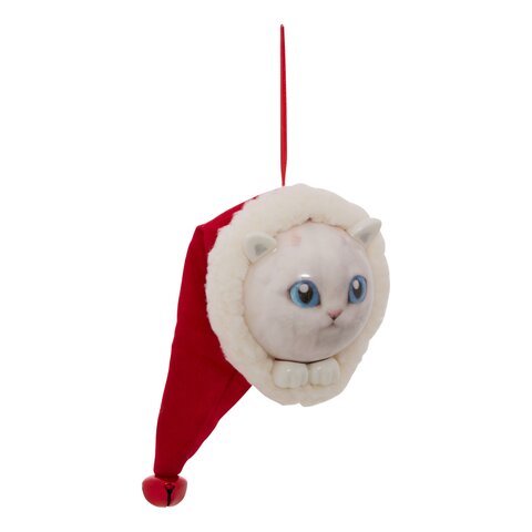 Kerstbal muts D8cm kat