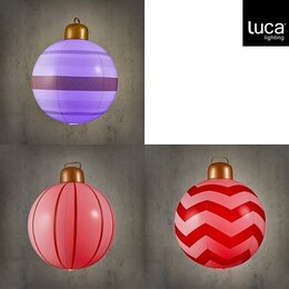 Kerstbal opblaasbaar D40cm gestrepen 3ass