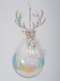 kerstbal plastic rendier 10x10x20cm