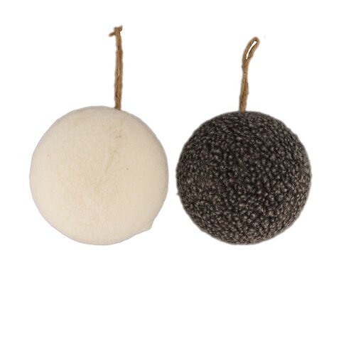 Kerstbal stof 12x12x12cm C/2 - zwart wit