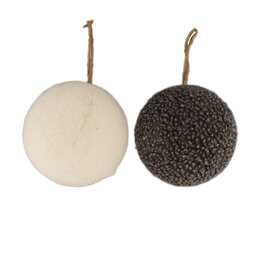 Kerstbal stof 12x12x12cm C/2 - zwart wit