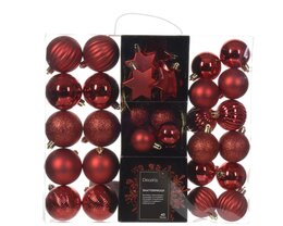 Kerstballen mix D6cm 40stuks rood