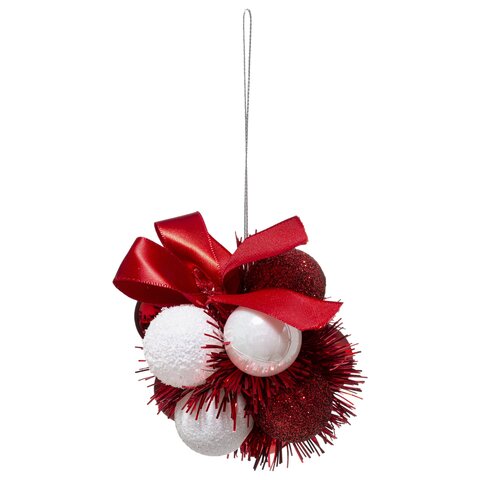 Kerstbloem bal hanger 30mm - rood
