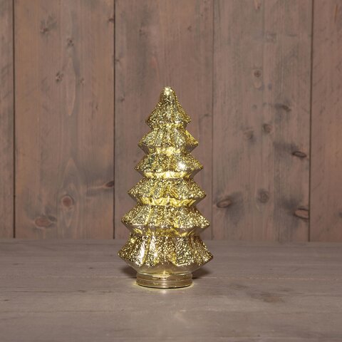 Kerstboom 13x26cm 10Led glas goud