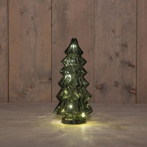 Kerstboom 13x26cm 10Led glas groen
