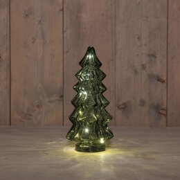Kerstboom 13x26cm 10Led glas groen