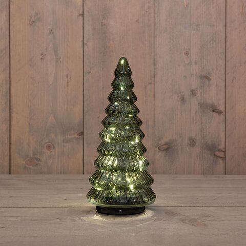 Kerstboom 13x30cm 20Led glas groen