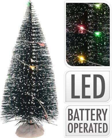 Kerstboom 15cm 2stuks +led