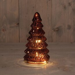 Kerstboom 18x9cm 10Led glas bordeaux
