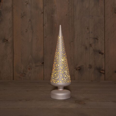 Kerstboom 30x9cm glas 10Led warm wit champagne