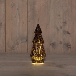 Kerstboom glas 10x23cm 10Led brons