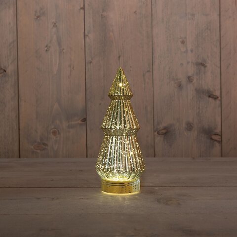 Kerstboom glas 10x23cm 10Led goud
