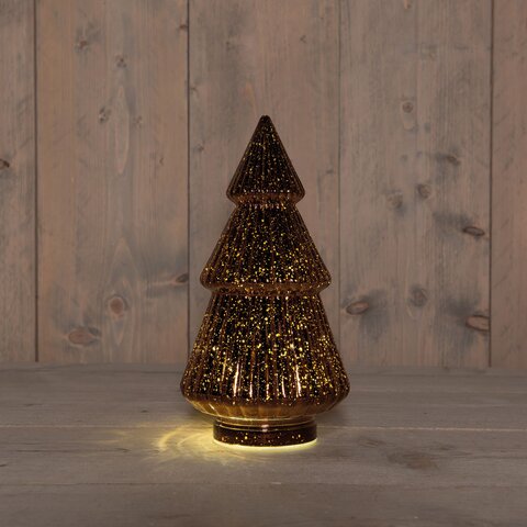 Kerstboom glas 15x28cm 10Led brons