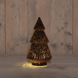 Kerstboom glas 15x28cm 10Led brons