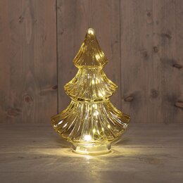 Kerstboom glas 15x9x24cm 10Led amber