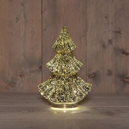 Kerstboom glas 15x9x24cm 10Led goud