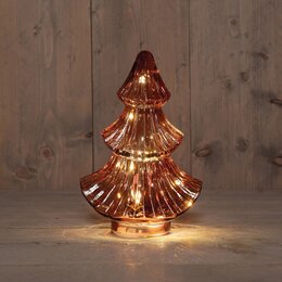 Kerstboom glas 15x9x24cm 10Led koper