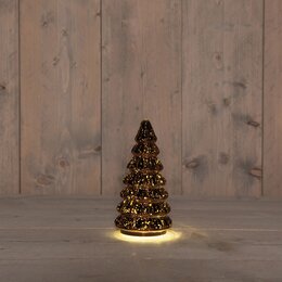 Kerstboom glas 9x18cm 10Led brons