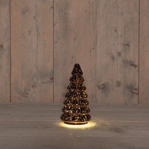 Kerstboom glas 9x18cm 10Led brons