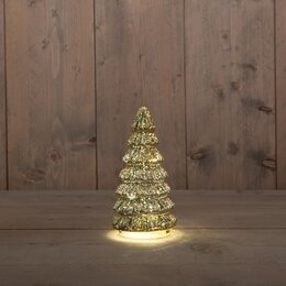 Kerstboom glas 9x18cm 10Led goud