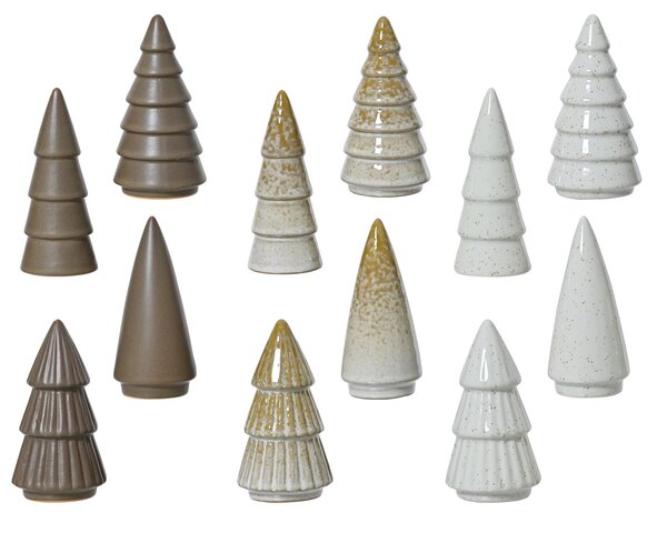 Kerstboom H10cm 12ass wit bruin
