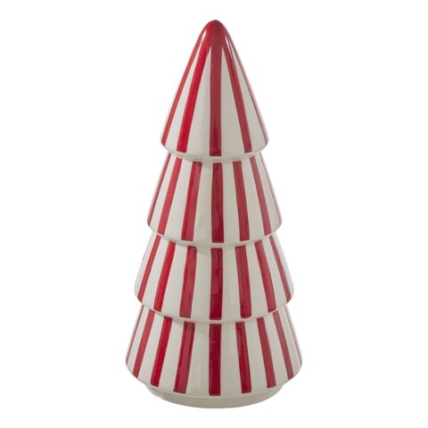 Kerstboom H22cm keramiek rood wit
