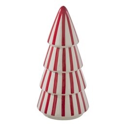 Kerstboom H22cm keramiek rood wit