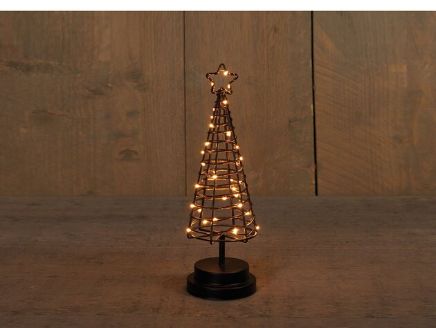 Kerstboom koperdraad H30cm 30Led zwart