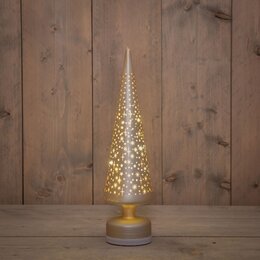 Kerstboom op voet 10x39cm Led glas champagne