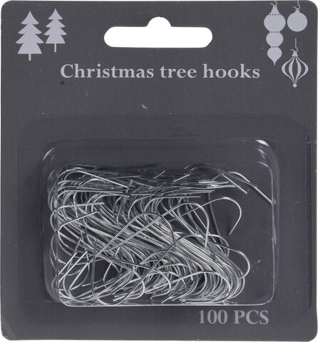 Kerstboomhaakjes 100st zilver