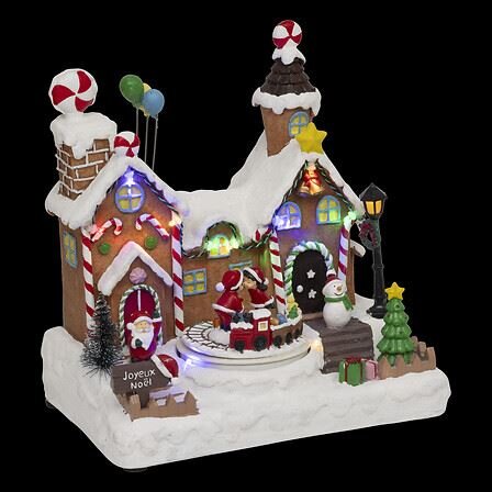 Kerstdorp 24x23cm Kerstman met trein 11Led
