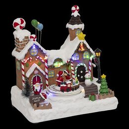 Kerstdorp 24x23cm Kerstman met trein 11Led
