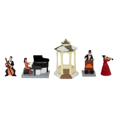Kerstdorp acc figuur muziek 5stuks