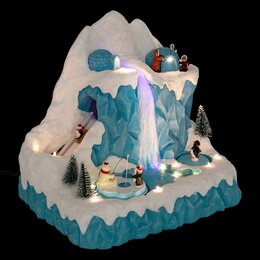 Kerstdorp beer-pinguïn 28x22x26cm 23Led