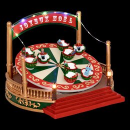 Kerstdorp carroussel 26x24x26cm 14Led